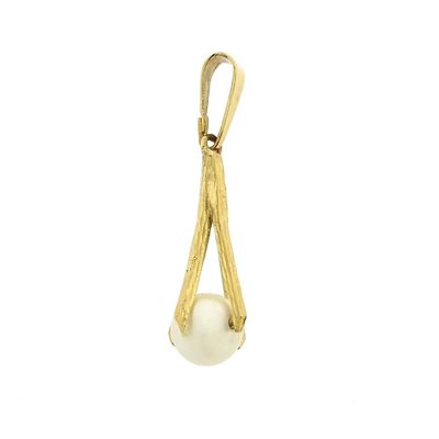 Image 1 of Gold solitaire pendant with pearl | Vintage