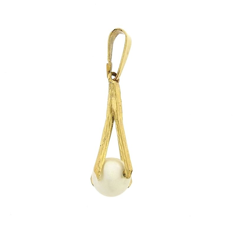 Image 1 of Gold solitaire pendant with pearl | Vintage