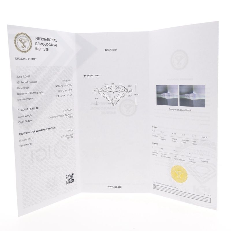 Image 6 of 0.36 ct. Brilliant cut diamond Fancy Deep Blue + IGI Certificate - Natural diamond