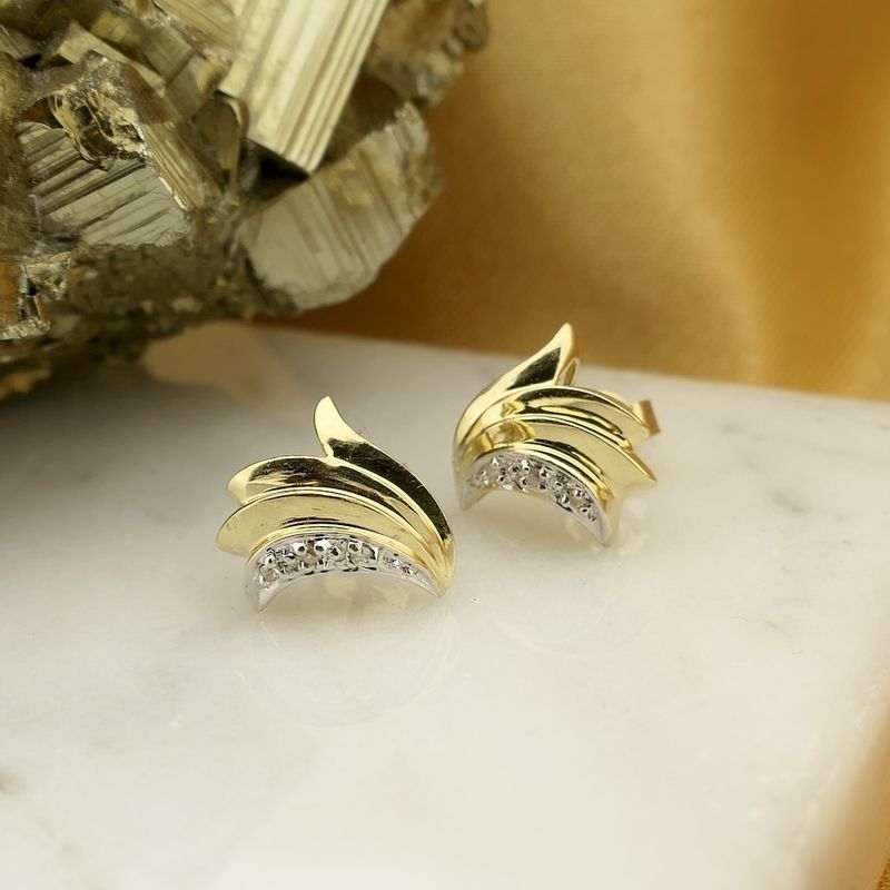Image 2 of Gold fantasy stud earrings with diamond | 0.03 ct.