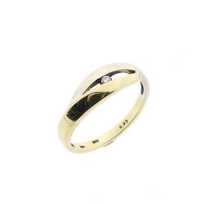 Afbeelding 1 van Bicolor gouden ring met diamant; 0,03 ct. 