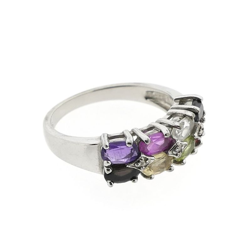 Image 7 of Silver ring with mix of gemstones