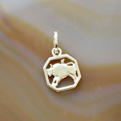 Image 2 of Gold zodiac sign pendant; Taurus