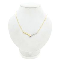 Bicolor Gold Cobra Link Necklace with Pendant & Zirconia; 14 Karat; 42.5 cm