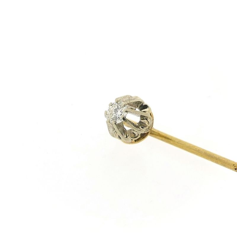 Image 7 of Two-tone gold lapel pin, tie pin with diamond | 0.08 ct.