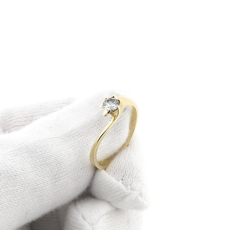 Image 9 of Golden solitaire ring with zirconia