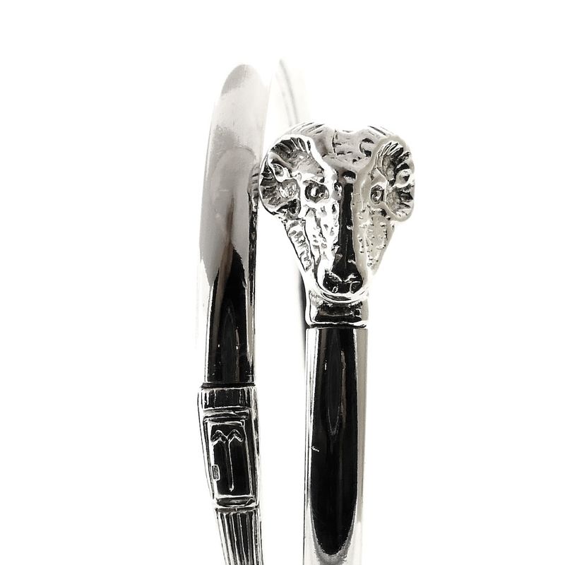 Image 3 of Silver clamp bracelet with a ram's head | Ø 59 mm
