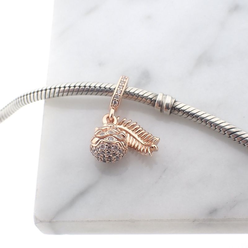 Image 2 of Pandora Moments dangle charm; Rose gold plated; Sparkling Pine Cone