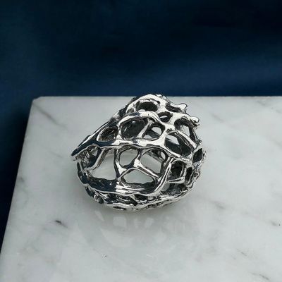 Image 2 of Silver domed artistic ring