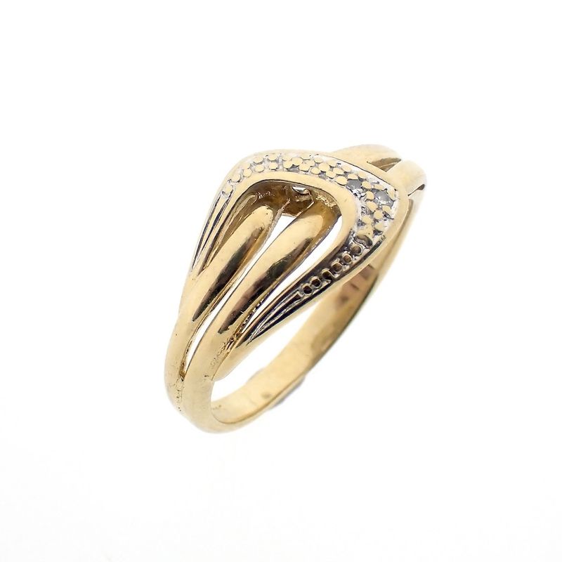 Image 1 of Gold ring with diamonds; 0.01 ct.