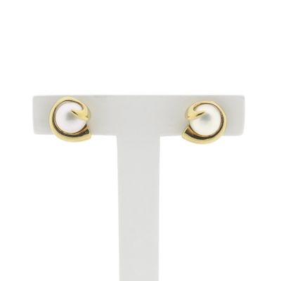 Image 1 of Gold stud earrings with pearl
