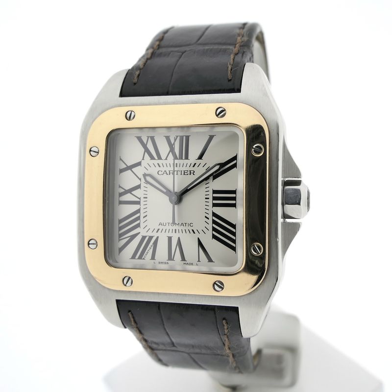 Image 7 of Cartier Santos 100 'Medium' Automatic 2878; 18k rose gold/steel watch