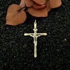 Image 2 of Two-tone gold pendant of a large cross with corpus | INRI