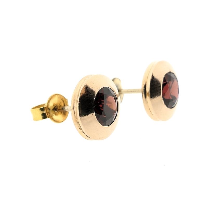 Image 6 of Rose gold stud earrings with garnet