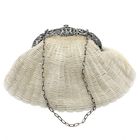 Image 1 of Antique clasp bag with silver handle and glass beads