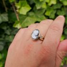 Image 4 of Gold signet ring with blue cameo and diamond | 0.04 ct.