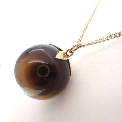 Image 2 of Vintage gold pendant; Eye of the tiger