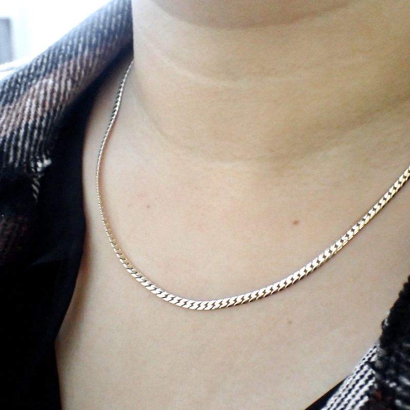 Image 4 of Gold flat gourmet link chain | 46 cm