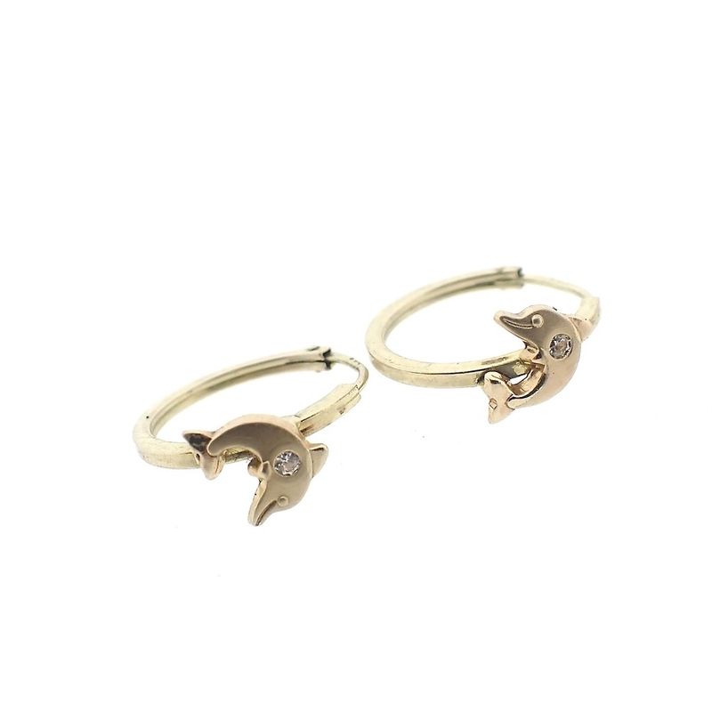 Image 3 of Gold dolphin earrings | Ø 13.0 mm