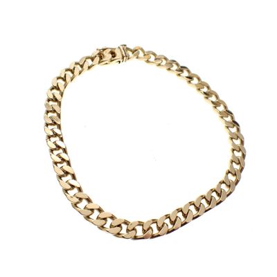 Image 1 of Gold flat gourmet link bracelet | 20 cm