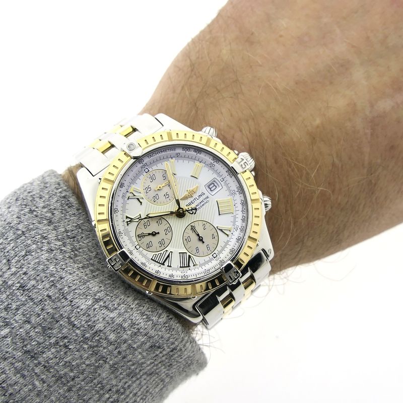 Image 17 of Breitling Crosswind D13355; 18k gold/steel chronograph men's watch