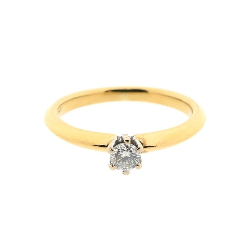 Image 6 of Gold solitaire ring with diamond; 0.15 ct.