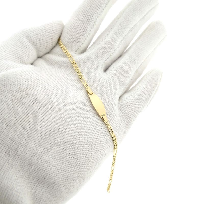 Image 9 of Gold Figaro link bracelet with engraving plate | 18.5 cm