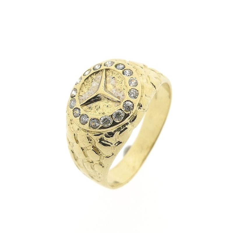 Image 1 of Gold ring with Mercedes logo