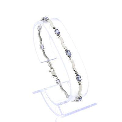Image 1 of White gold bracelet with synthetic sapphire | 19 cm