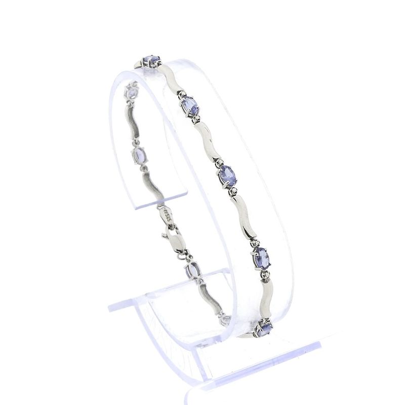 Image 1 of White gold bracelet with synthetic sapphire | 19 cm