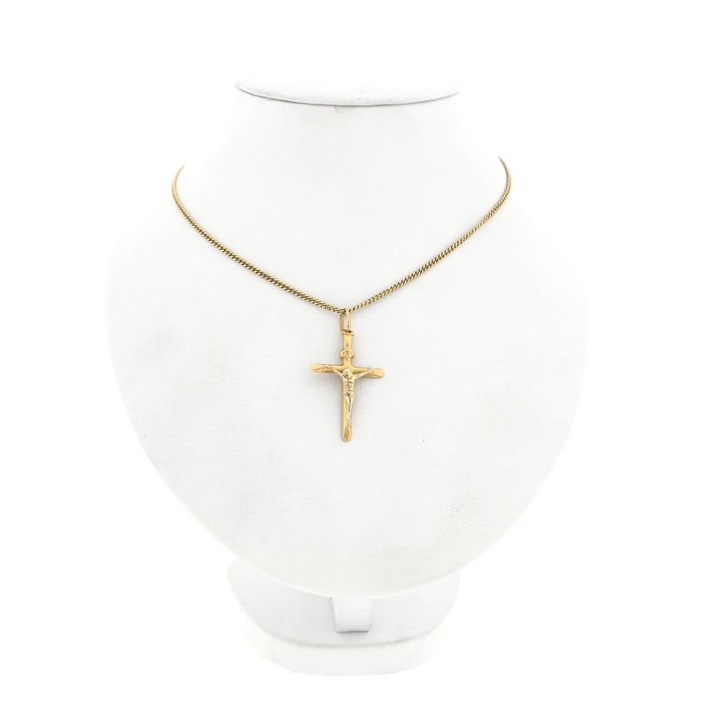Image 3 of Bicolor gold pendant of a cross with corpus