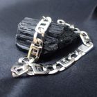 Image 2 of Two-tone gold navy link bracelet | 22 cm