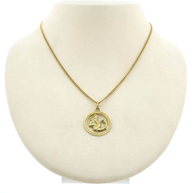 Image 8 of Gold zodiac sign pendant; Aquarius
