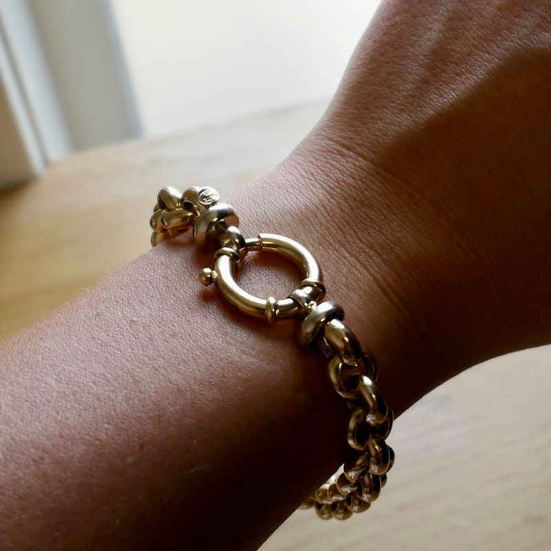 Afbeelding 10 van Gouden jasseron schakelarmband | 21 cm 