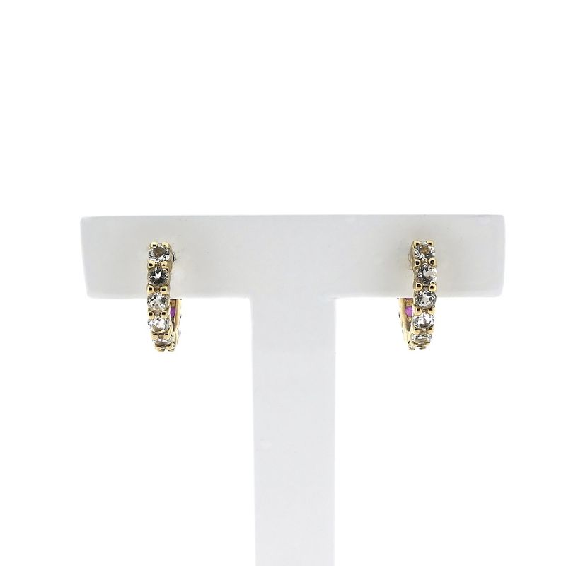Image 6 of 9 crt. stud earrings with pink and clear sapphires