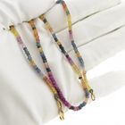 Image 10 of Multicolored sapphire bead necklace with gold clasp | 48.5 cm