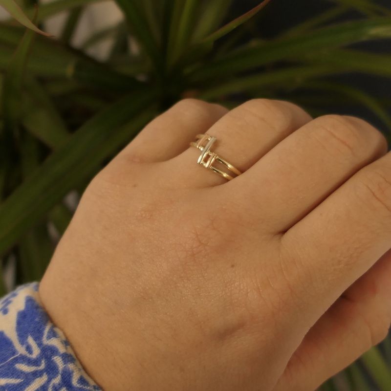 Image 11 of Tricolor gold abstract ring