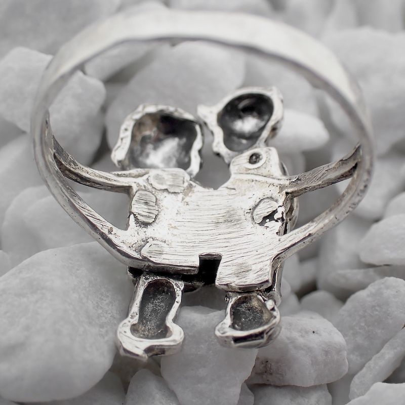 Image 4 of Silver ring with movable figures