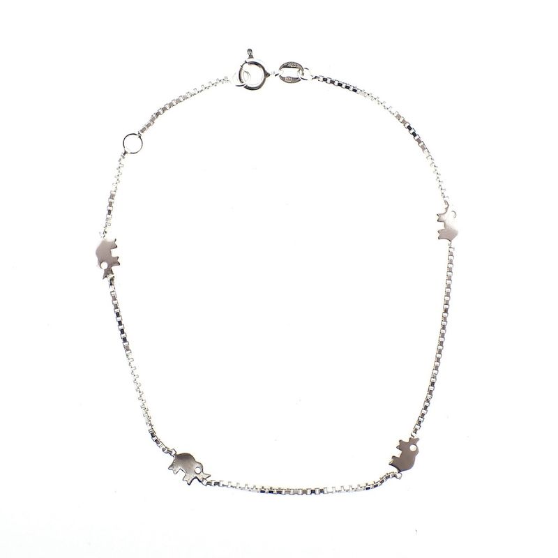 Image 1 of Silver Venetian link bracelet with elephant charms