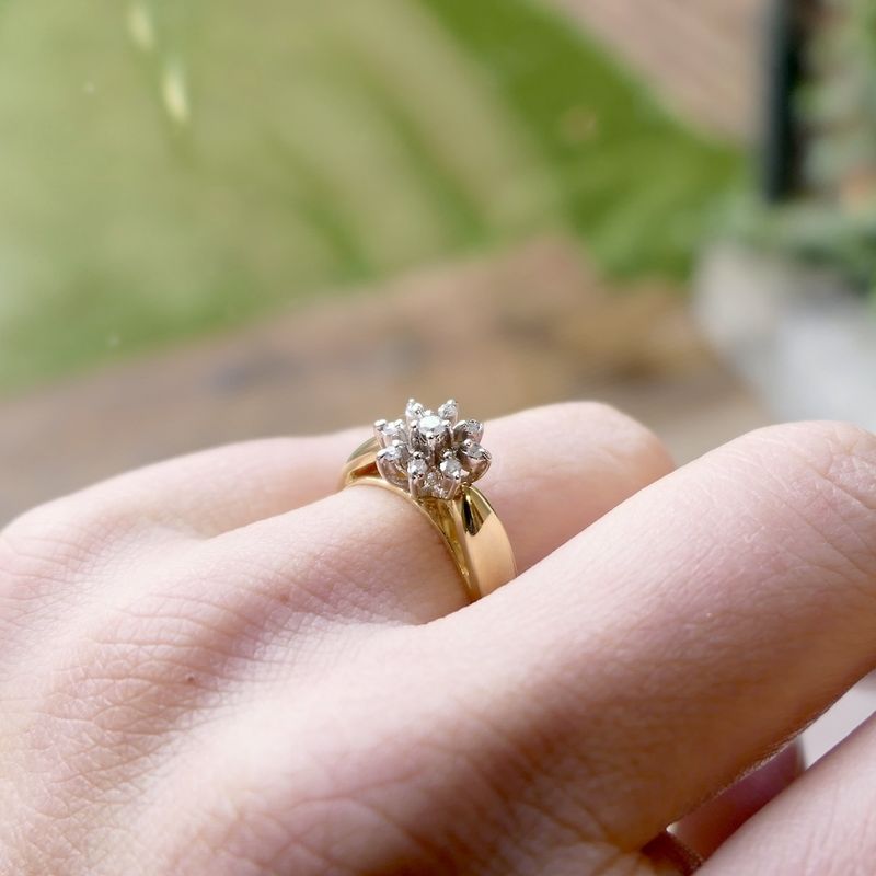 Image 9 of Gold entourage ring with diamond | 0.12 ct.