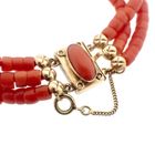 Image 7 of Red coral bead bracelet with gold clasp; Antique | 18 cm