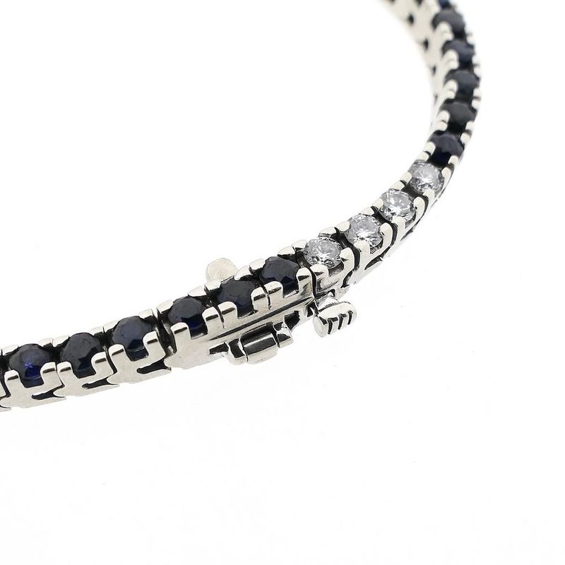 Image 3 of White Gold Tennis Bracelet with Sapphire and Diamonds; 1.12 ct.