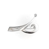 Silver fantasy brooch with zirconia