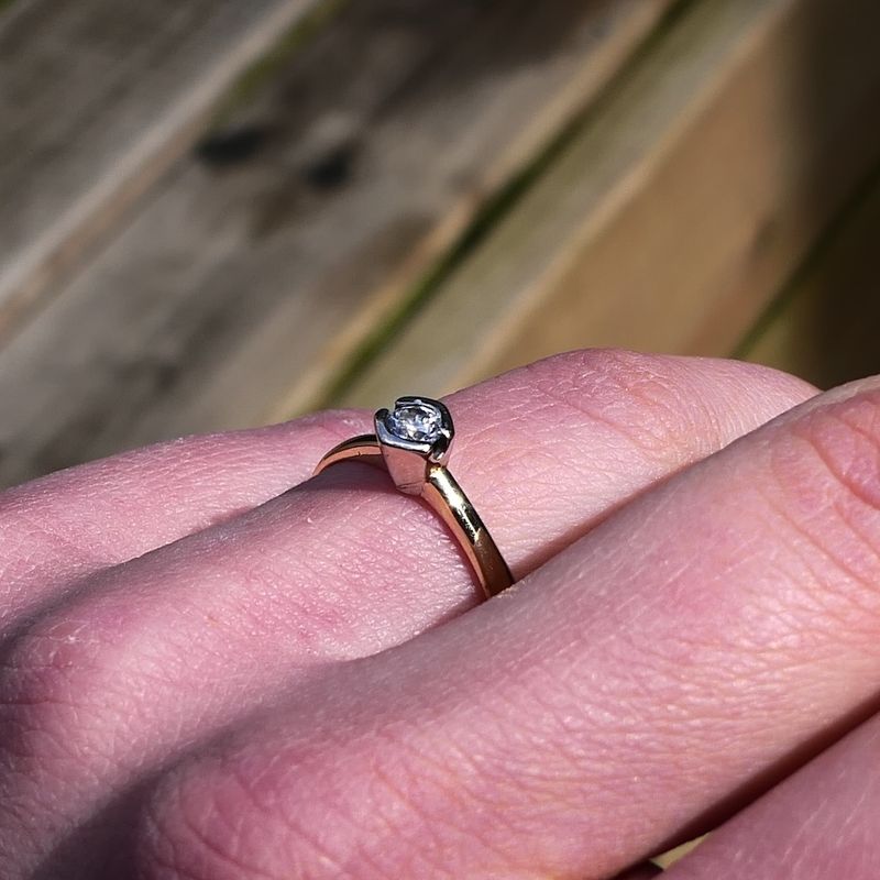 Image 8 of Gold solitaire ring with zirconia