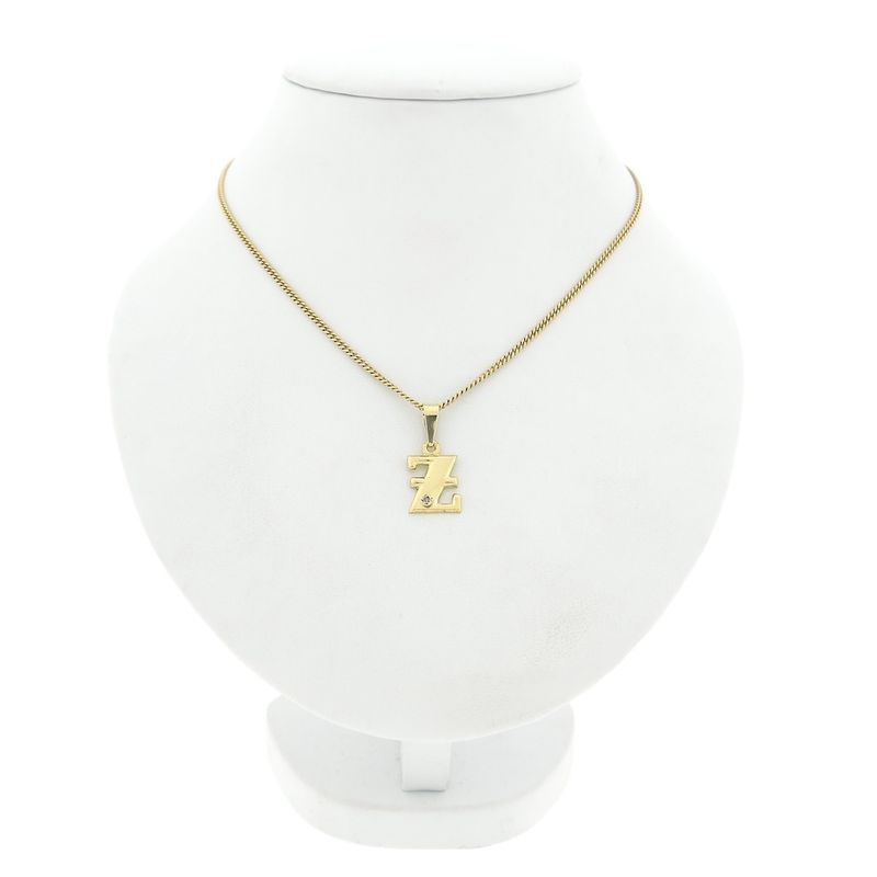 Image 9 of Gold pendant of the letter Z with diamond 0.005 ct.