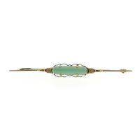 Vintage gold brooch with jade