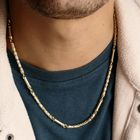 Afbeelding 8 van Gouden koningsschakel ketting met staafjes | 56 cm