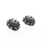 Image 5 of Silver clip-on earrings with a Zeeland button | Antique