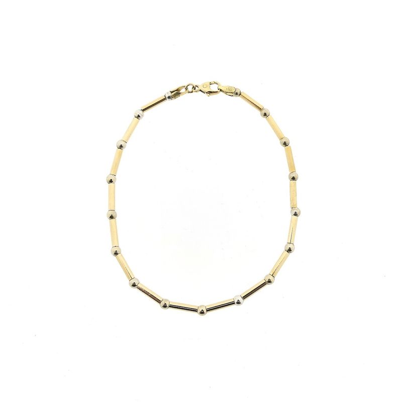 Image 3 of Two-tone gold bar link bracelet | 19 cm