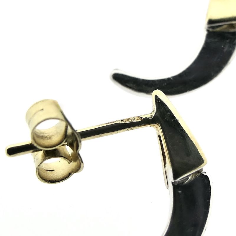 Image 5 of Bicolor gold stud earrings with diamonds